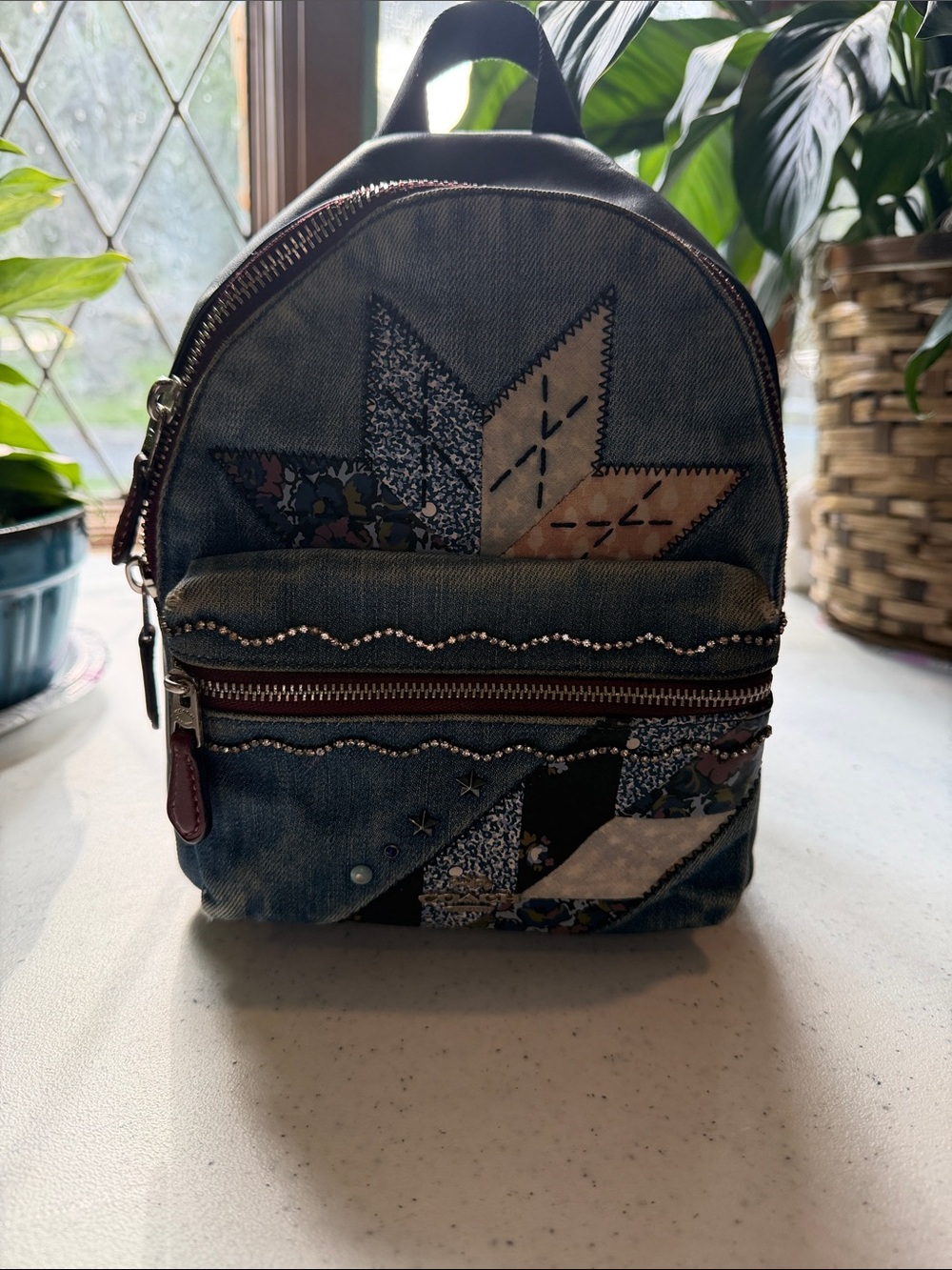 Coach Mini Charlie Backpack with Star Patchwork